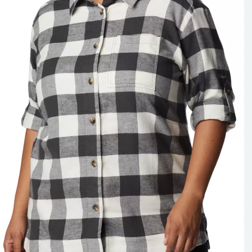 Columbia Black and White Buffalo Plaid Button-Down Shirt